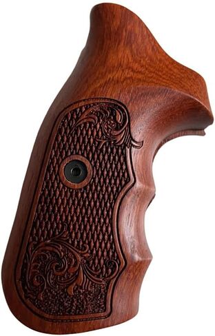 New Handmade reproductive Padauk Wood Grips Compatible with 5&W J Frame Round Butt, Flower Engraved, Opened Back, Thai Handmade #JR1 in Saudi Arabia