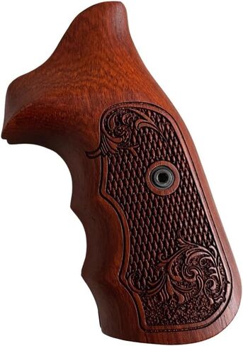 New Handmade reproductive Padauk Wood Grips Compatible with 5&W J Frame Round Butt, Flower Engraved, Opened Back, Thai Handmade #JR1 in Saudi Arabia