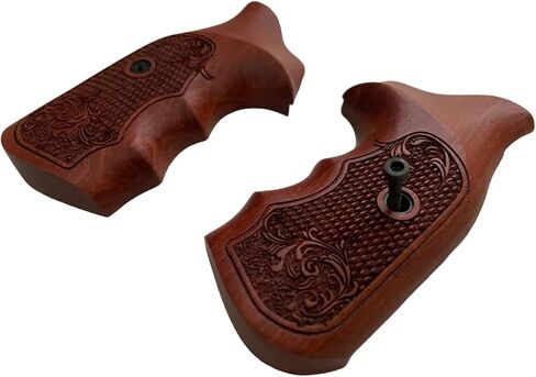 New Handmade reproductive Padauk Wood Grips Compatible with 5&W J Frame Round Butt, Flower Engraved, Opened Back, Thai Handmade #JR1 in Saudi Arabia