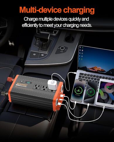 1000W Power Inverter for Vehicles, 12V DC to 110/120V AC Car Inverter with 3 AC Outlets, USB 24W/ PD 30W Fast Charger, Car Power Converter for Truck, Home, Laptop on Road Trip Essentials in Saudi Arabia