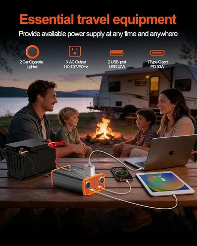 1000W Power Inverter for Vehicles, 12V DC to 110/120V AC Car Inverter with 3 AC Outlets, USB 24W/ PD 30W Fast Charger, Car Power Converter for Truck, Home, Laptop on Road Trip Essentials in Saudi Arabia