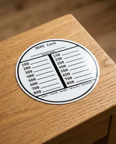 DOPE Card Lens Cap Data Card Sticker, 5-Pack, 1.5 Inch Diameter, Ballistic Data Reference for Rifle Scopes, Long Range Shooting in Saudi Arabia