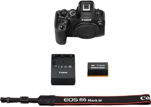 كاميرا كانون EOS R6 Mark III بدون مرآة | هيكل نظام RF كامل الإطار مع تركيز بؤري تلقائي متقدم وأداء عالي السرعة وفيديو بدقة 4K | لحفلات الزفاف والرياضة والمبدعين + محول EF-EOS R + بطاقة سعة 64 جيجابايت + المزيد in Saudi Arabia