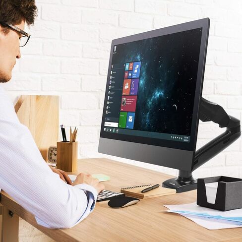 ذراع شاشة LCD كاملة الحركة من Mountio - حامل مكتبي زنبركي غازي للشاشات حتى 27 بوصة in Saudi Arabia