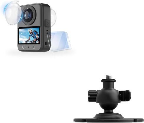 Lens Guard + 2 Pack Screen Protector for DJI Osmo 360, PC Lens Protector Cover HD Tempered Glass Film 2Pack Helmet Flexible Adhesive Mount, 360° Adjustable Sticky Holder with Safety Buckle in Saudi Arabia