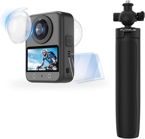 Lens Guard + 2 Pack Screen Protector for DJI Osmo 360, PC Lens Protector Cover HD Tempered Glass Film 20" Action Camera Tripod, 360° Adjustable Small Selfie Stick Handheld Extendable Mini Stand in Saudi Arabia