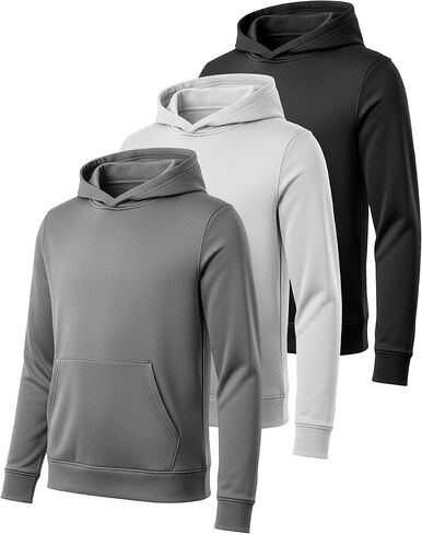 Pure Champ 3 Pack Meesh Active Attactic Quick Dry Pullover Hoodies for Boys Essentials Hoodie Lightweight Kids Cloths 4-20 in Kuwait