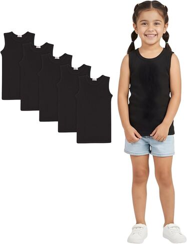 Girls Ribbed Vest Top 100% Cotton Stylish Top Summer Comfortable Fashion Tank Tops T-Shirts Age 2-13 Years in Saudi Arabia