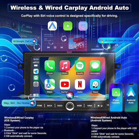 راديو ترقية 5GWiFi لسيارة Ford F150 2004-2008، F350/F250 2006-2016، Expedition 2007-2014، Explorer Mustang E150/E250/E350 Taurus Edge 7 بوصة، ستيريو بشاشة تعمل باللمس، Carplay Android Auto GPS FM in Kuwait