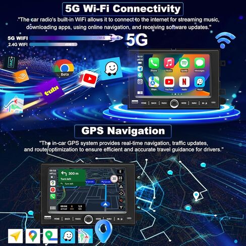 راديو ترقية 5GWiFi لسيارة Ford F150 2004-2008، F350/F250 2006-2016، Expedition 2007-2014، Explorer Mustang E150/E250/E350 Taurus Edge 7 بوصة، ستيريو بشاشة تعمل باللمس، Carplay Android Auto GPS FM in Kuwait