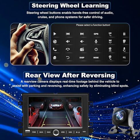 راديو ترقية 5GWiFi لسيارة Ford F150 2004-2008، F350/F250 2006-2016، Expedition 2007-2014، Explorer Mustang E150/E250/E350 Taurus Edge 7 بوصة، ستيريو بشاشة تعمل باللمس، Carplay Android Auto GPS FM in Kuwait