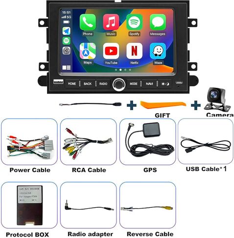 راديو ترقية 5GWiFi لسيارة Ford F150 2004-2008، F350/F250 2006-2016، Expedition 2007-2014، Explorer Mustang E150/E250/E350 Taurus Edge 7 بوصة، ستيريو بشاشة تعمل باللمس، Carplay Android Auto GPS FM in Kuwait