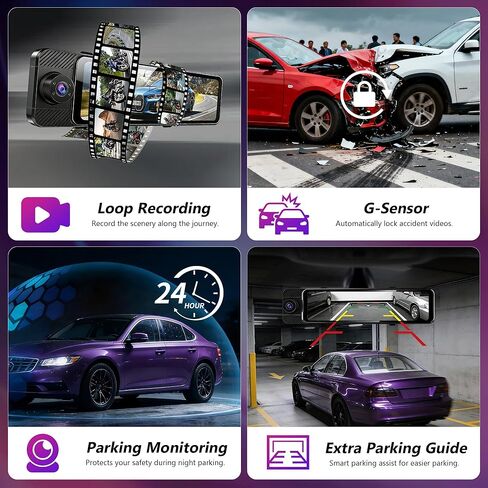 3 Channel Mirror Dash Cam with Front 3K, Cabin & Rear 1080P, 11" Rear View Mirror Camera with WiFi/Night Vision/G-Sensor/Parking Monitor/Reverse Assist /128GB, Backup Camera for Cars/Trucks in Saudi Arabia