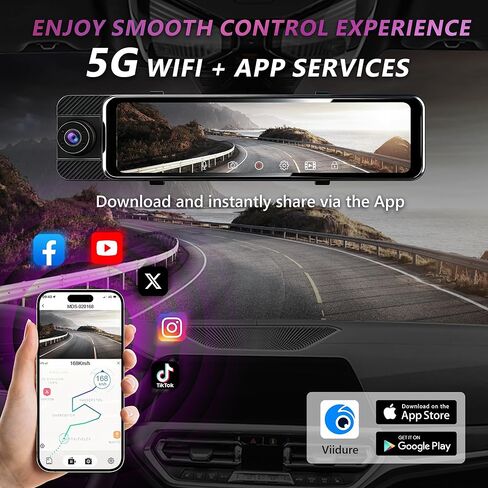 3 Channel Mirror Dash Cam with Front 3K, Cabin & Rear 1080P, 11" Rear View Mirror Camera with WiFi/Night Vision/G-Sensor/Parking Monitor/Reverse Assist /128GB, Backup Camera for Cars/Trucks in Saudi Arabia