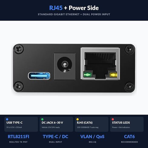 100/1000Base-T1-TX-HMTD Automotive Ethernet Media Converter - 100/1000BASE-T1 to TX Adapter, Marvell 88Q2112 & Realtek RTL8211FI Phy, HMTD Connector, Industrial Grade Type-C/DC Power in Saudi Arabia