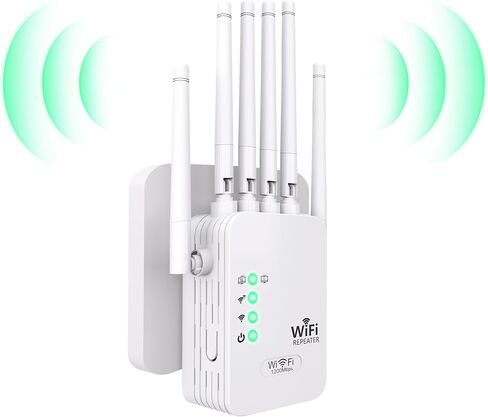 معزز إشارة موسع شبكة WiFi 2026 مع 6 هوائيات، ومنفذي إيثرنت، وسرعة 1200 ميجا بت في الثانية، واختراق الجدار، وإعداد سهل لأكثر من 35 جهازًا، ومعزز شبكة WiFi طويل المدى، وتغطية كاملة بزاوية 360 درجة in Kuwait