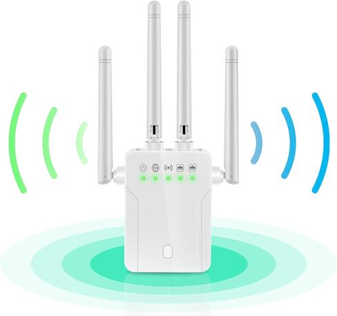 WiFi Range Extender Signal Booster - 1200Mbps WiFi Extender Covers up to 9800sq.ft, 2.4G/5G WiFi Booster and Signal Amplifier, Wireless Internet Booster for Home, 1-Tap Quick Setup in Kuwait