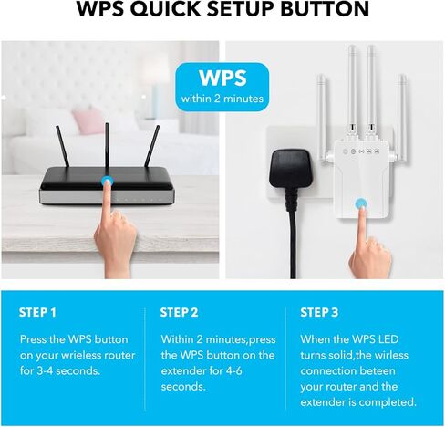 WiFi Range Extender Signal Booster - 1200Mbps WiFi Extender Covers up to 9800sq.ft, 2.4G/5G WiFi Booster and Signal Amplifier, Wireless Internet Booster for Home, 1-Tap Quick Setup in Kuwait