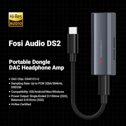Fosi Audio DS2 USB C إلى AUX سماعة الرأس Amp DAC Dongle 3.5mm Jack Audio المحمولة وFosi Audio ZA3 مضخم صوت ستيريو متوازن مكون الصوت المنزلي Mini 2 قناة Mono Amp in Kuwait