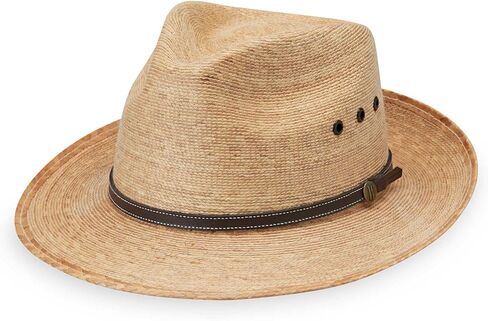 Wallaroo Hat Company Men’s Baja Fedora – Natural Wide Brim Straw Surf Sun Hat with Chin Strap and UPF 50+ Sun Protection in Saudi Arabia