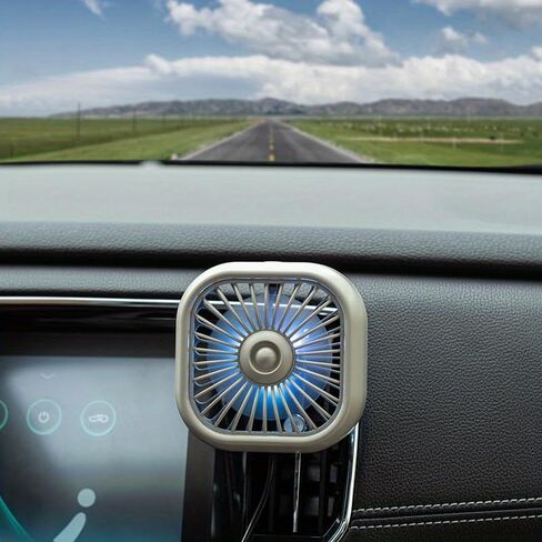 Portable USB Powered Car Vent Fan, Gradient Colorful Ambient Light, Universal for Front & Rear Air Vents in Saudi Arabia