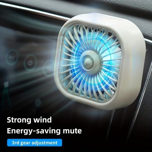 Portable USB Powered Car Vent Fan, Gradient Colorful Ambient Light, Universal for Front & Rear Air Vents in Saudi Arabia
