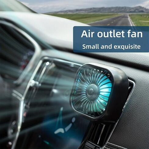 Portable USB Powered Car Vent Fan, Gradient Colorful Ambient Light, Universal for Front & Rear Air Vents in Saudi Arabia
