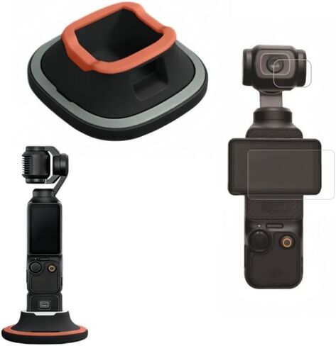 Screen Protector & Base Kit Compatible with DJI Pocket 3 – 3-Second Install, Non-Slip, Full Port Access (orange) in Saudi Arabia