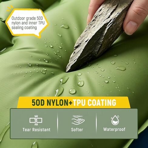 وسادة نوم مزدوجة للتخييم من Myxslop، مرتبة تخييم قابلة للنفخ بسماكة 4 بوصات لشخصين مع وسادة مدمجة ومضخة قدم، بساط نوم مدمج للخيمة الخارجية وحقائب الظهر والمشي لمسافات طويلة والسفر بالسيارة in Kuwait