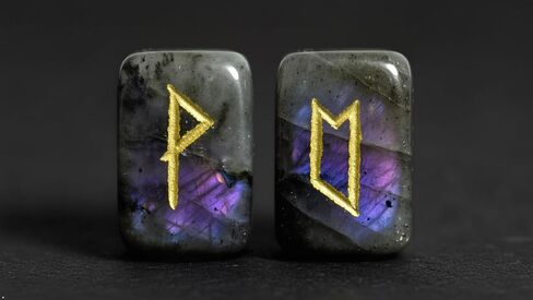 Labradorite Gemstone Rune Stones with Elder Futhark Alphabet Engraved 25 pcs Rune Set Crystal Divination Metaphysical Healing Chakra Reiki Runes Set in Saudi Arabia