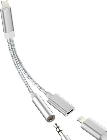 مقبس سماعة رأس لايتنينج إلى 3.5 ملم لمحول iPhone Aux لـ 14 13 Pro Max (2in1) لسماعات Apple Audio Charger Splitter Dongle Stereo Double Earbuds Mfi Car for Ipad Cable Plug Charging Adaptador in Saudi Arabia