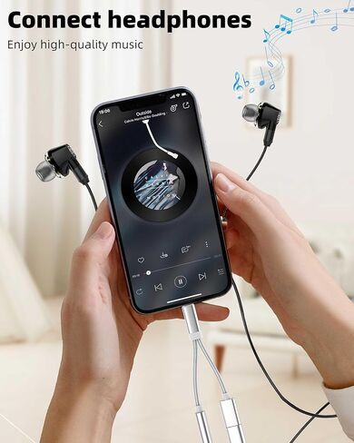 مقبس سماعة رأس لايتنينج إلى 3.5 ملم لمحول iPhone Aux لـ 14 13 Pro Max (2in1) لسماعات Apple Audio Charger Splitter Dongle Stereo Double Earbuds Mfi Car for Ipad Cable Plug Charging Adaptador in Saudi Arabia