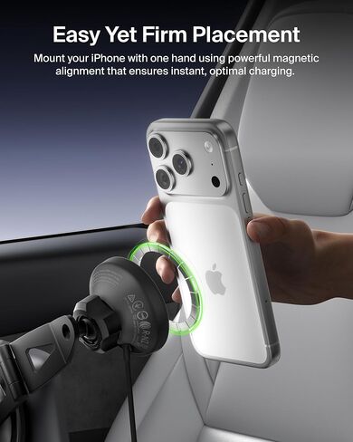 Belkin Tesla Phone Mount, Magnetic Wireless Car Mount for EV (Strong Magnet) w/ 3.3ft USB C Cable, Qi2 MagSafe Compatible Fast Charging for iPhone 17/16/15, Model 3, Model Y, etc. - Tesla Accessories in Saudi Arabia