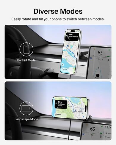 Belkin Tesla Phone Mount, Magnetic Wireless Car Mount for EV (Strong Magnet) w/ 3.3ft USB C Cable, Qi2 MagSafe Compatible Fast Charging for iPhone 17/16/15, Model 3, Model Y, etc. - Tesla Accessories in Saudi Arabia