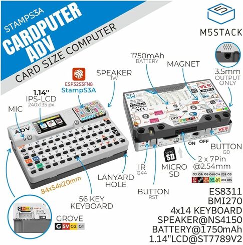 منصة M5Stack Cardputer Adv القابلة للبرمجة، ESP32-S3FN8، فلاش 8 ميجابايت، 1.14 LCD، لوحة مفاتيح 56 مفتاح، جديد لعام 2026! in Saudi Arabia
