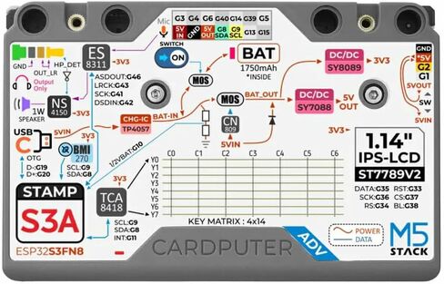منصة M5Stack Cardputer Adv القابلة للبرمجة، ESP32-S3FN8، فلاش 8 ميجابايت، 1.14 LCD، لوحة مفاتيح 56 مفتاح، جديد لعام 2026! in Saudi Arabia