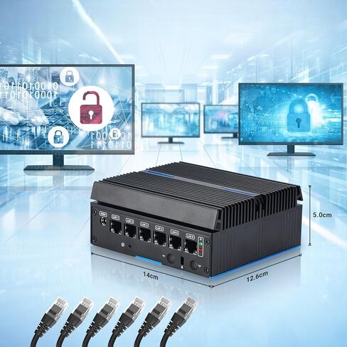 جهاز كمبيوتر صغير بدون مروحة لجدار الحماية 6 × Intel LAN Ethernet CORE 6006U، 8 جيجابايت DDR4 128 جيجابايت SSD بوابة الشبكة جهاز التوجيه الناعم AES NI/HD اختبار مع PF-Sense/OPN-Sense (Intel CORE 6006U) in Saudi Arabia