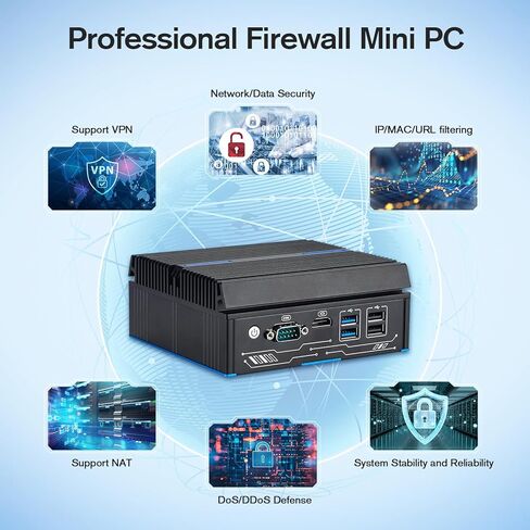 جهاز كمبيوتر صغير بدون مروحة لجدار الحماية 6 × Intel LAN Ethernet CORE 6006U، 8 جيجابايت DDR4 128 جيجابايت SSD بوابة الشبكة جهاز التوجيه الناعم AES NI/HD اختبار مع PF-Sense/OPN-Sense (Intel CORE 6006U) in Saudi Arabia