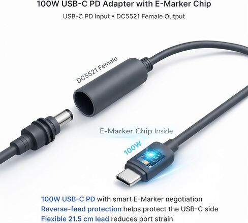 Starlink Mini Cable Kit, 16.4 FT/5M 16AWG DC Power Cable with 100W USB-C PD to DC5521 Adapter, Reverse-Feed Protection, Weather-Resistant in Saudi Arabia