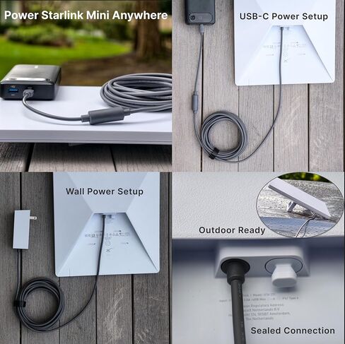 Starlink Mini Cable Kit, 16.4 FT/5M 16AWG DC Power Cable with 100W USB-C PD to DC5521 Adapter, Reverse-Feed Protection, Weather-Resistant in Saudi Arabia