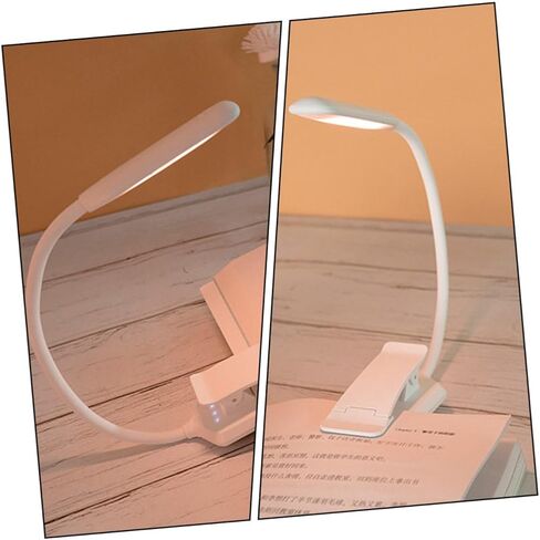 SHINEOFI USB Rechargeable LED Reading Book Light with Clip, White 88x40x220mm, Eye Protection Desk Lamp for Bedroom and Study, Night Light for Home and Dorm Use in Saudi Arabia