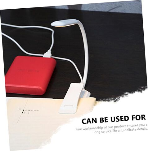 Mobestech USB قابل لإعادة الشحن LED حماية العين للقراءة، مصباح ليلي بلاستيكي أبيض مع مشبك قابل للتعديل للاستخدام في مسكن الطلاب والمكتب، 88 × 40 × 220 مم in Saudi Arabia