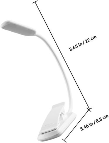 USB Rechargeable LED Eye-Care Book Light Clip, White 88×40×220mm, Small Portable Reading Lamp for Desk, Dormitory, and Bedside Night Lighting in Saudi Arabia