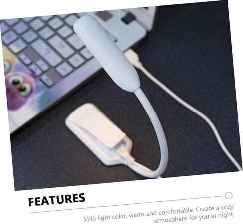 USB Rechargeable LED Eye-Care Book Light Clip, White 88×40×220mm, Small Portable Reading Lamp for Desk, Dormitory, and Bedside Night Lighting in Saudi Arabia