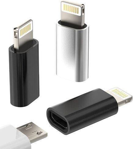 محول Micro USB أنثى إلى Lightning Male (3 عبوات) كابل شحن Android موصل منفذ لهاتف iPhone 11 12 13 14 Pro Max Mini Xs Se Plus لجهاز iPad سلك شحن محول شاحن مزامنة البيانات دونجل in Saudi Arabia