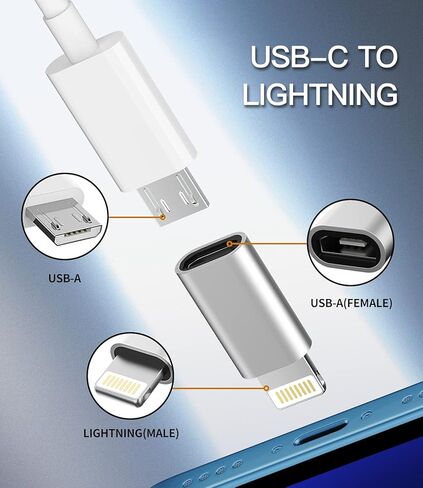 محول Micro USB أنثى إلى Lightning Male (3 عبوات) كابل شحن Android موصل منفذ لهاتف iPhone 11 12 13 14 Pro Max Mini Xs Se Plus لجهاز iPad سلك شحن محول شاحن مزامنة البيانات دونجل in Saudi Arabia