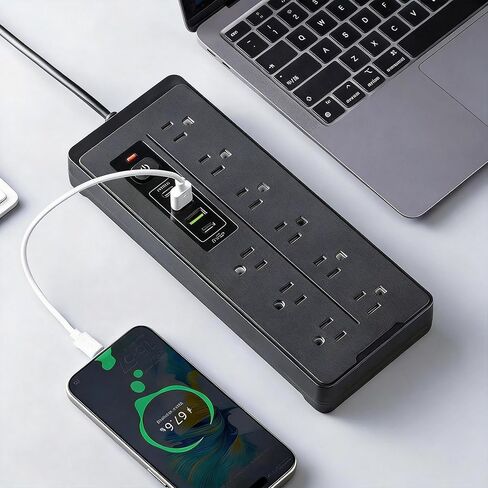 9 منافذ قطاع الطاقة مع منافذ USB 78 بوصة محطة شحن سطح المكتب لمكتب المنزل وغرفة النوم in Saudi Arabia