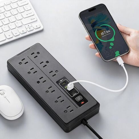 9 منافذ قطاع الطاقة مع منافذ USB 78 بوصة محطة شحن سطح المكتب لمكتب المنزل وغرفة النوم in Saudi Arabia