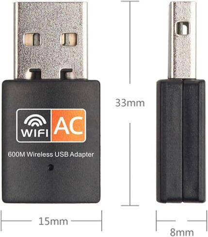 محول واي فاي USB ثنائي النطاق بسرعة 600 ميجابت في الثانية للكمبيوتر الشخصي - 2.4 جيجا هرتز و5 جيجا هرتز، متوافق مع أنظمة التشغيل Windows وMac وLinux، لأجهزة الكمبيوتر المحمولة وأجهزة الكمبيوتر المكتبية in Kuwait