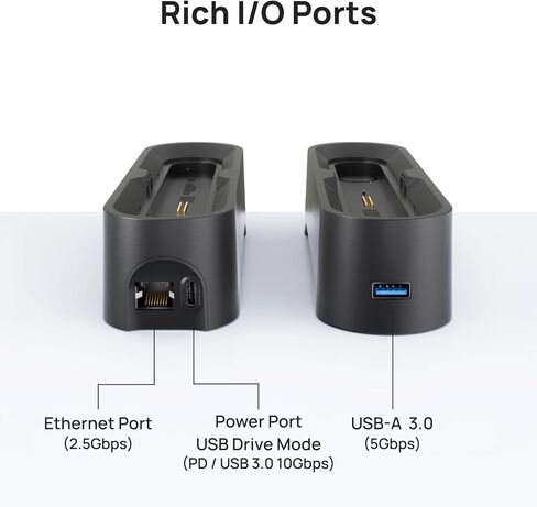 وحدة تخزين NAS محمولة من PocketCloud مع فتحات M.2 NVMe وSD، وسعة تصل إلى 8 تيرابايت (بدون أقراص) وقاعدة مع فتحة M.2 NVMe، وشبكة إيثرنت 2.5 جيجابت، وشحن PD ومنافذ USB-A، وتخزين SSD معياري in Saudi Arabia
